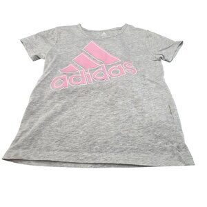 Adidas and Puma Gray T-Shirt Lot Pink Logo Girls Size 4/5 Set JJ3932